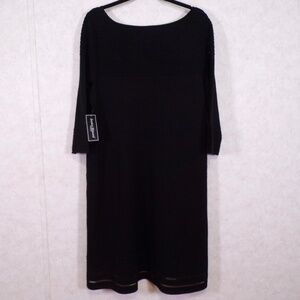NWT Jessica Howard Sweater Dress Black Ribbed Mesh Accents Scooped Neck Size 1X
